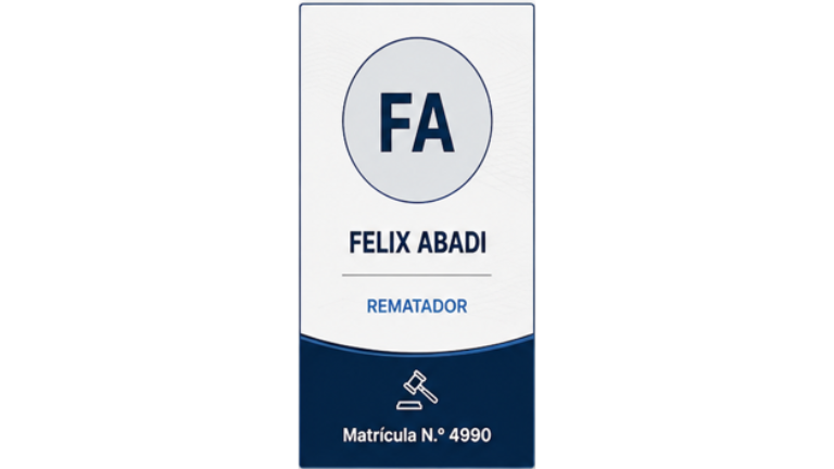 FELIX ABADI -
Rematador
Matrícula N.º 4990